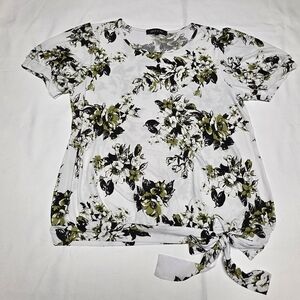 Elegant Floral Women's Blouse with Tie Detail